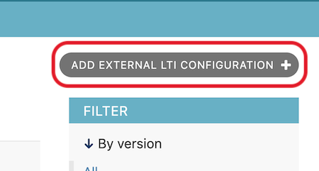 Django Admin page showing the Add External LTI Configuration button.