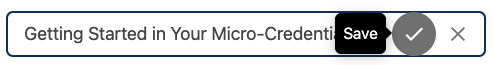 In the editable field, a checkmark icon (with tooltip "Save") appears inline with the editable field.