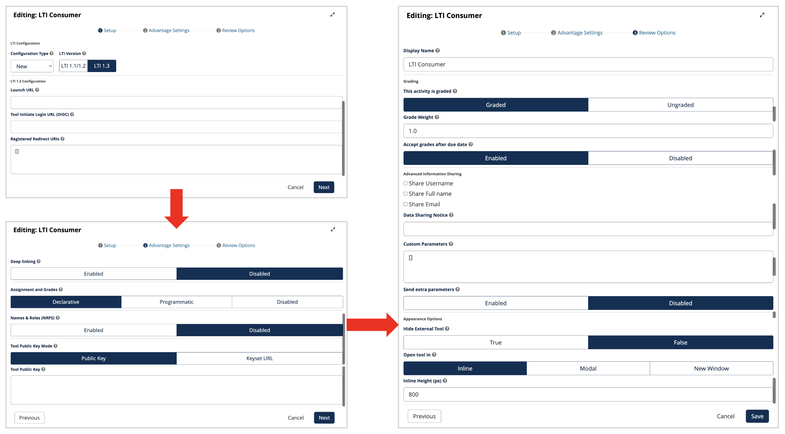 A set of screenshots showing the Studio block editing interface.
