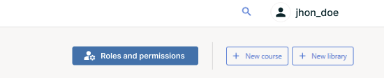 The Roles and Permissions button in the top right of the Studio home page